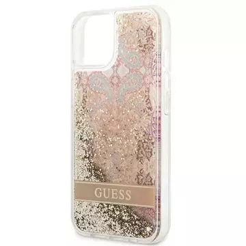 Guess GUHCP13SLFLSD iPhone 13 mini 5,4" złoty/zlatý pevný obal Paisley Liquid Glitter