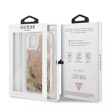 Guess GUHCP13SLFLSD iPhone 13 mini 5,4" złoty/zlatý pevný obal Paisley Liquid Glitter