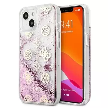 Guess GUHCP13SLGPEPI iPhone 13 mini 5,4" różowy/růžový pevný obal Pivoňka Liquid Glitter