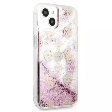 Guess GUHCP13SLGPEPI iPhone 13 mini 5,4" różowy/růžový pevný obal Pivoňka Liquid Glitter