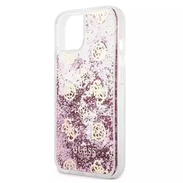 Guess GUHCP13SLGPEPI iPhone 13 mini 5,4" różowy/růžový pevný obal Pivoňka Liquid Glitter