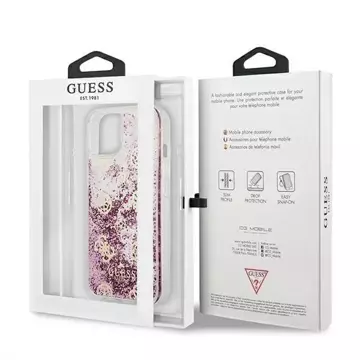 Guess GUHCP13SLGPEPI iPhone 13 mini 5,4" różowy/růžový pevný obal Pivoňka Liquid Glitter