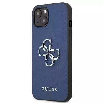 Guess GUHCP13SSA4GSBL iPhone 13 mini 5,4" niebieski/modrý pevný obal Saffiano 4G Metal Logo