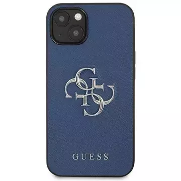 Guess GUHCP13SSA4GSBL iPhone 13 mini 5,4" niebieski/modrý pevný obal Saffiano 4G Metal Logo