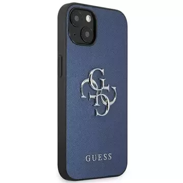 Guess GUHCP13SSA4GSBL iPhone 13 mini 5,4" niebieski/modrý pevný obal Saffiano 4G Metal Logo