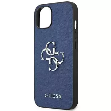 Guess GUHCP13SSA4GSBL iPhone 13 mini 5,4" niebieski/modrý pevný obal Saffiano 4G Metal Logo