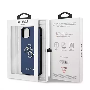 Guess GUHCP13SSA4GSBL iPhone 13 mini 5,4" niebieski/modrý pevný obal Saffiano 4G Metal Logo