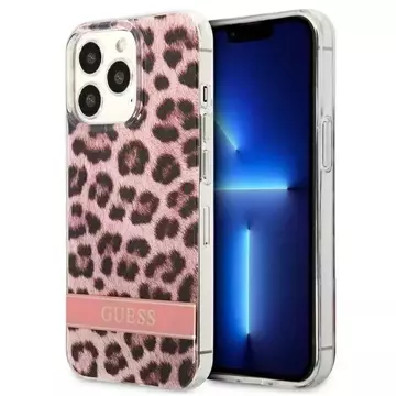 Guess GUHCP13XHSLEOP iPhone 13 Pro Max 6,7" růžové / růžové pevné pouzdro Leopard