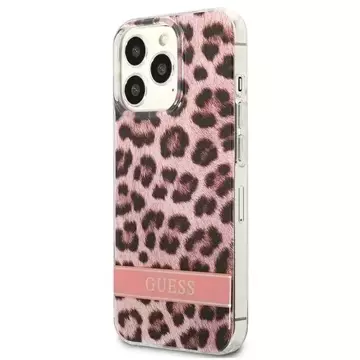 Guess GUHCP13XHSLEOP iPhone 13 Pro Max 6,7" růžové / růžové pevné pouzdro Leopard