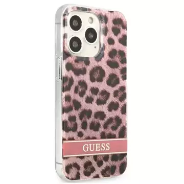 Guess GUHCP13XHSLEOP iPhone 13 Pro Max 6,7" růžové / růžové pevné pouzdro Leopard