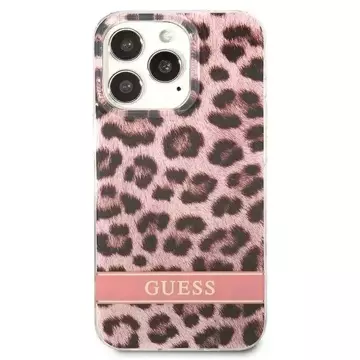 Guess GUHCP13XHSLEOP iPhone 13 Pro Max 6,7" růžové / růžové pevné pouzdro Leopard