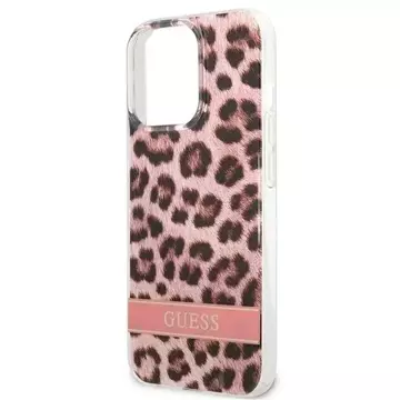 Guess GUHCP13XHSLEOP iPhone 13 Pro Max 6,7" růžové / růžové pevné pouzdro Leopard