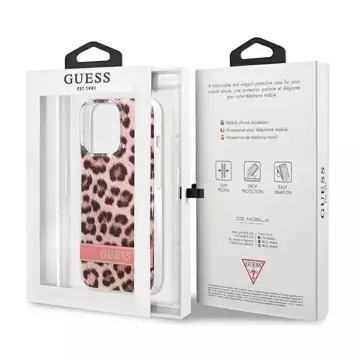 Guess GUHCP13XHSLEOP iPhone 13 Pro Max 6,7" růžové / růžové pevné pouzdro Leopard