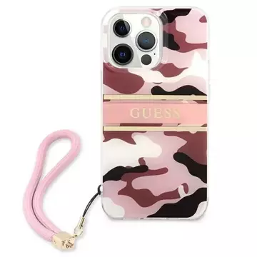 Guess GUHCP13XKCABPI iPhone 13 Pro Max 6,7" różowy/růžové pevné pouzdro Camo Strap Collection