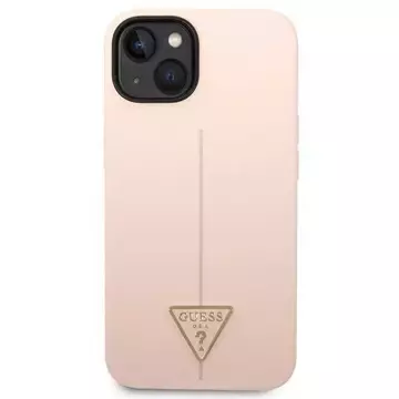 Guess GUHCP14SSLTGP pouzdro pro Apple iPhone 14 6,1" růžové/růžové pevné pouzdro silikonový trojúhelník