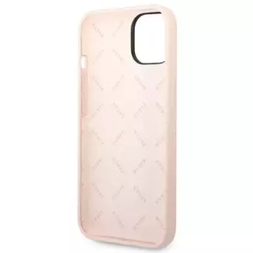 Guess GUHCP14SSLTGP pouzdro pro Apple iPhone 14 6,1" růžové/růžové pevné pouzdro silikonový trojúhelník