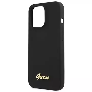 Guess GUHMP13LLSLMGBK iPhone 13 Pro / 13 6,1" černý/černý pevný obal Silikonové zlaté logo Script