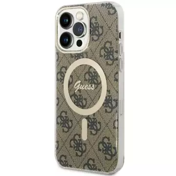 Guess GUHMP14XH4STW pouzdro na telefon pro Apple iPhone 14 Pro Max 6,7" hnědé/hnědé pevné pouzdro 4G MagSafe