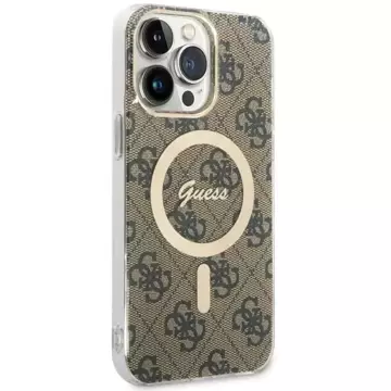 Guess GUHMP14XH4STW pouzdro na telefon pro Apple iPhone 14 Pro Max 6,7" hnědé/hnědé pevné pouzdro 4G MagSafe