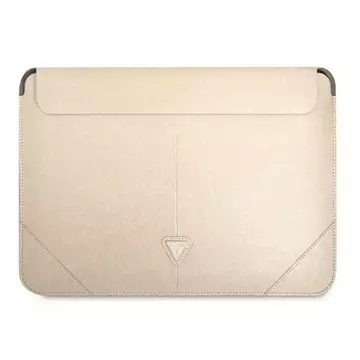 Guess Sleeve GUCS16PSATLE 16" beżowy /béžové logo Saffiano Triangle