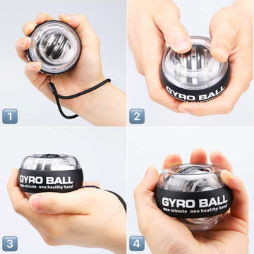 Gyro míč Alogický míč pro procvičování zápěstí Powerballová rukojeť pro posílení svalů Gyro Ball Black