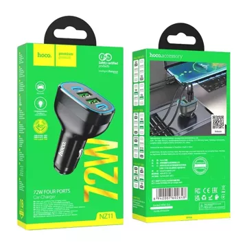 HOCO nabíječka do auta 2 x USB A 2 x Typ C PD QC 72W NZ11 černá