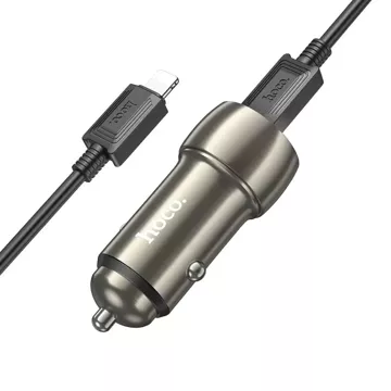 HOCO nabíječka do auta 2 x kabel typu C typ C pro Lightning PD QC3.0 3A 40W Z48 šedý