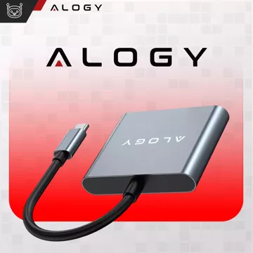 HUB 3v1 adaptér USB-C na HDMI USB-A USB-C 4K 60Hz Alogy šedá