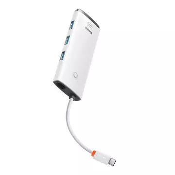 Hub 5w1 Baseus Lite Series USB-C do 3x USB 3.0 USB-C HDMI (biały)