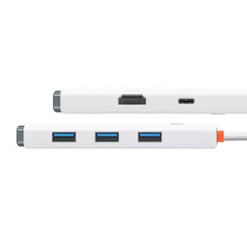 Hub 5w1 Baseus Lite Series USB-C do 3x USB 3.0 USB-C HDMI (biały)