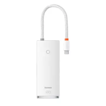 Hub 6w1 Baseus Lite Series, USB-C až 2x USB 3.0 HDMI USB-C TF/SD (biały)