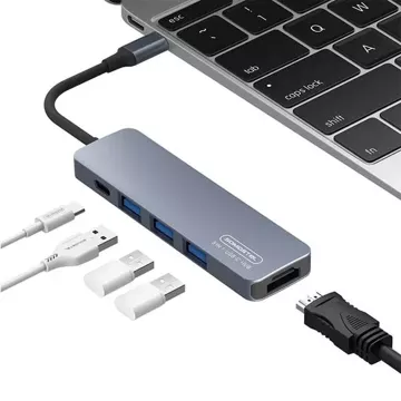 Hub adaptér USB Somostel SMS-BZ08 PD 60W 1XTYP-C 2XUSB 2.0 1X USB 3.0 1x HDMI 4K Szary