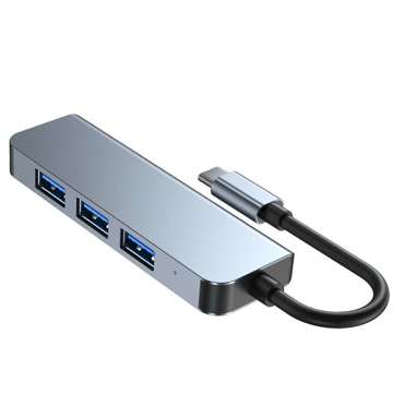 Hub adaptér USB V1-HUB 4w1 USB-C šedý