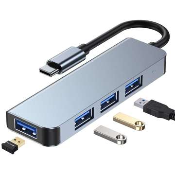 Hub adaptér USB V1-HUB 4w1 USB-C šedý