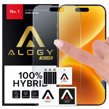 Hybridní sklo pro Apple iPhone 15 Pro Max na celou obrazovku Ochranné sklo Alogy Flexi Full Glass 9H odolné proti rozbití