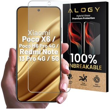 Hybridní sklo pro Xiaomi Poco X6 / Poco M6 Pro 4G / Redmi Note 13 Pro 4G / 5G kryt obrazovky Alogy Flexi Glass 9H Case Friendly Flat Screen Cover