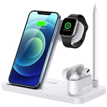 Indukční nabíječka Qi 4v1 Alogy pro Apple iPhone / Watch / AirPods / Pen White