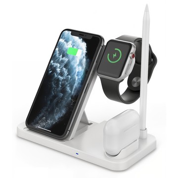 Indukční nabíječka Qi 4v1 Alogy pro Apple iPhone / Watch / AirPods / Pen White