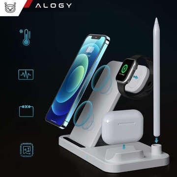 Indukční nabíječka Qi 4v1 Alogy pro Apple iPhone / Watch / AirPods / Pen White