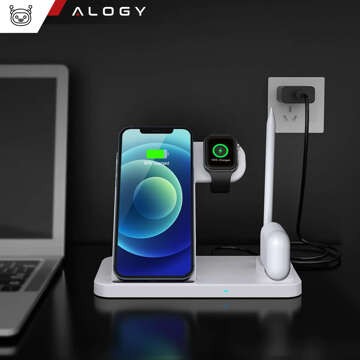 Indukční nabíječka Qi 4v1 Alogy pro Apple iPhone / Watch / AirPods / Pen White