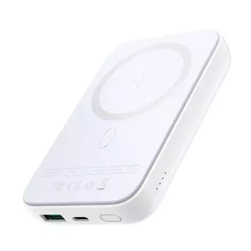 Joyroom Power Bank 10000mAh 20W Dodávka energie Rychlé nabíjení 15W Magnetická Qi bezdrátová nabíječka pro iPhone Kompatibilní s MagSafe bílá (JR-W020 bílá)