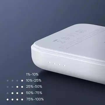 Joyroom Power Bank 10000mAh 20W Dodávka energie Rychlé nabíjení 15W Magnetická Qi bezdrátová nabíječka pro iPhone Kompatibilní s MagSafe bílá (JR-W020 bílá)