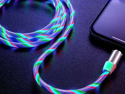 Kabel 1m Alogy magnetické světlo LED USB-C Typ C Vícebarevný kabel