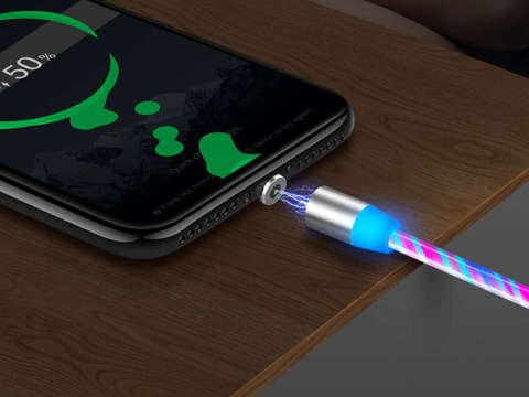 Kabel 1m Alogy magnetické světlo LED USB-C Typ C Vícebarevný kabel