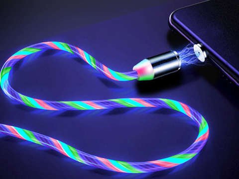 Kabel 1m Alogy magnetické světlo LED USB-C Typ C Vícebarevný kabel