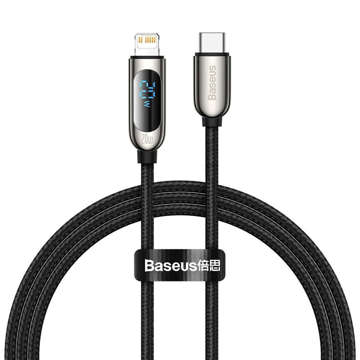 Kabel 1m Baseus USB-C Type C pro Lightning Display PD 20W pro iPhone Czarny