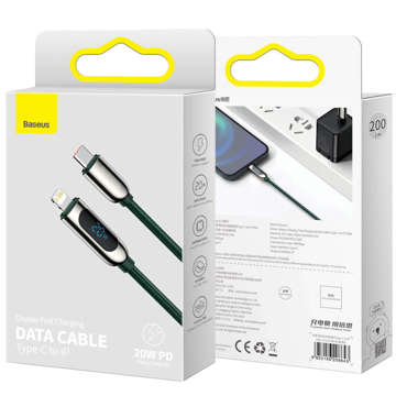 Kabel 2m Baseus Display PD 20W USB-C Type C do Lightning pro iPhone Zielony