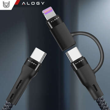 Kabel Alogy 2v1 USB-C to Lightning PowerDelivery pro Apple iPhone PD 60W 100cm černý