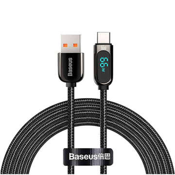 Kabel Baseus Display Fast Charging USB do USB-C Type C 66W 1m Czarny