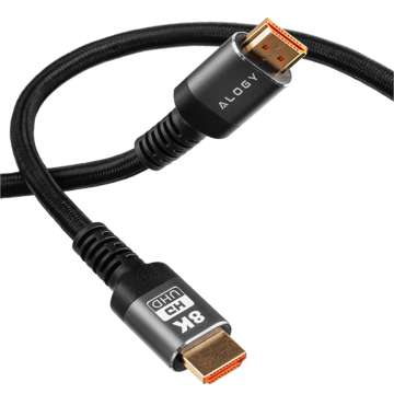 Kabel HDMI 2.1 Alogy 2m 8K PREMIUM ULTRA High Speed ​​60Hz 48GBps Czarny